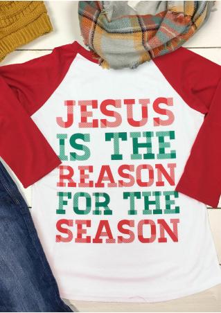JESUS Printed Splicing T-Shirt