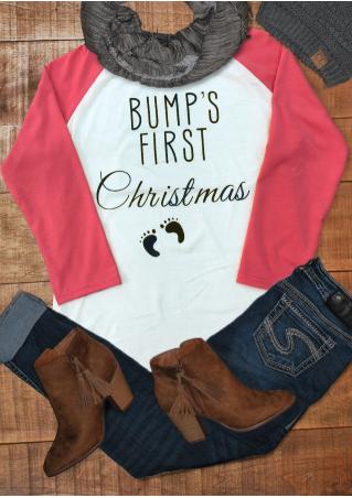 BUMP'S FIRST Christmas Printed Splicing T-Shirt