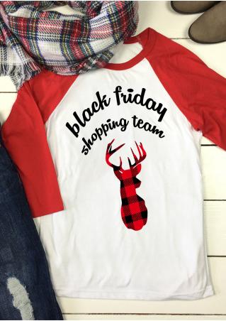 Christmas Black Friday Printed Splicing T-Shirt