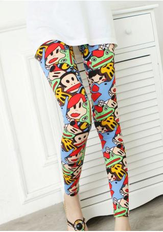 Frog Monkey Printed Stretchy Leggings