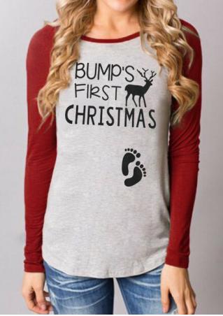 BUMP'S FIRST CHRISTMAS Splicing T-Shirt
