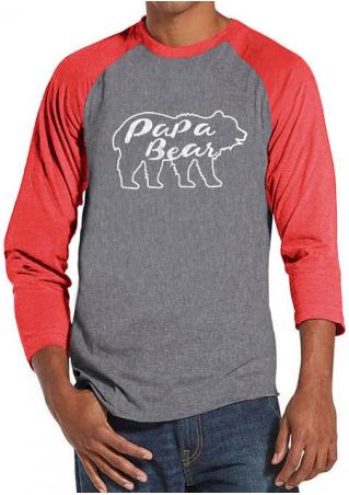 PaPa Bear Printed Splicing T-Shirt
