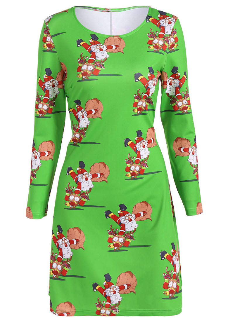 christmas santa claus reindeer printed casual dress christmas santa claus reindeer printed casual dress