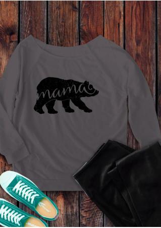 Mama Bear Printed O-Neck Sweatshirt