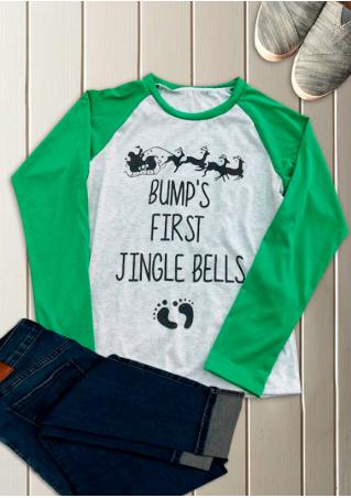 BUMP'S FIRST JINGLE BELLS Printed Splicing T-Shirt