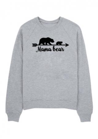 Mama Bear Arrow Letter Printed Long Sleeve Sweatshirt