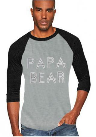 PAPA BEAR Printed Splicing T-Shirt