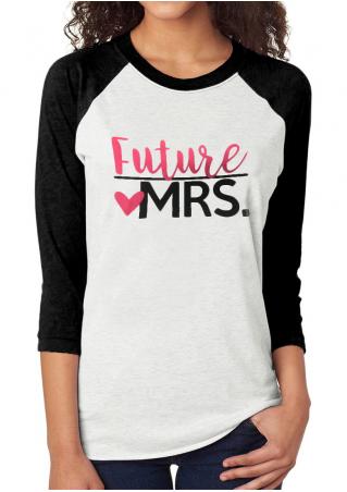 FUTURE MRS Printed Splicing T-Shirt