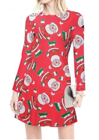 Christmas Printed Mini Dress