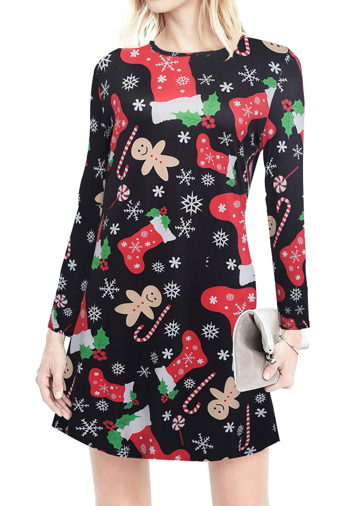 Christmas Printed Casual Dress - Fairyseason