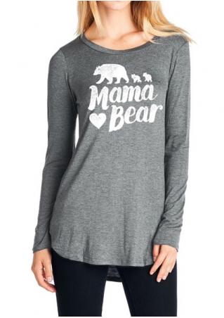 Mama Bear Heart Long Sleeve T-Shirt