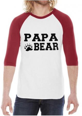 PAPA BEAR Printed Three Quarter Sleeve Baseball T-Shirt