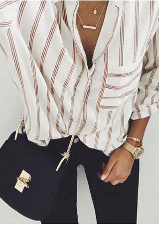 Striped Button Pocket Shirt Without Necklace