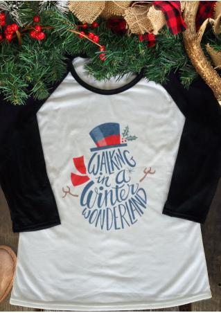 Christmas WALKING In a Winter WONDERLAND Snowman Baseball T-Shirt