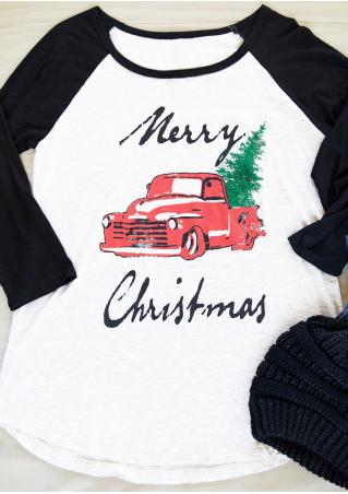 Merry Christmas Car Tree Baseball T-Shirt