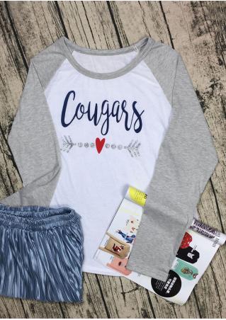 Cougars Heart Long Sleeve Baseball T-Shirt
