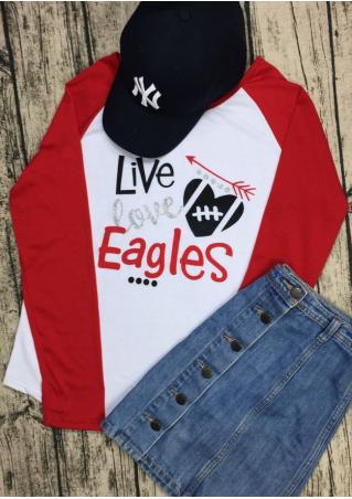 Live Love Eagles Arrow Long Sleeve Baseball T-Shirt