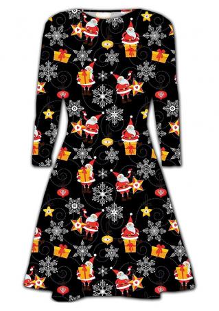 Christmas Santa Claus & Shimmer Long Sleeve Dress