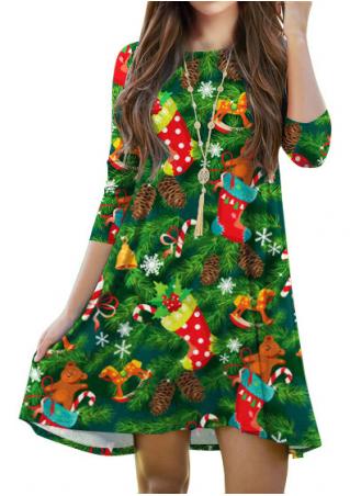 Christmas Colorful Stockings Dress without Necklace