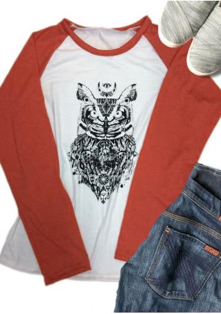 Owl Long Sleeve Baseball T-Shirt