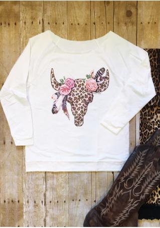 Steer Bull Rose Leopard Sweatshirt