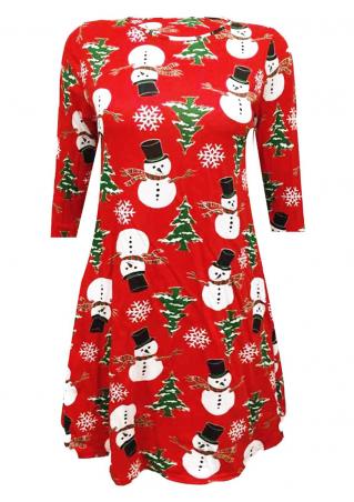 Christmas Tree Snowman Mini Dress