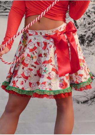 Christmas Santa Claus Lace Splicing Skirt