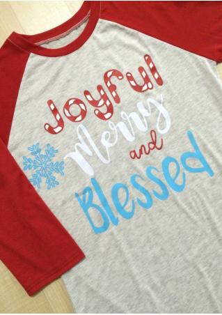 Christmas Snowflake Joyful Merry and Bright Baseball T-Shirt