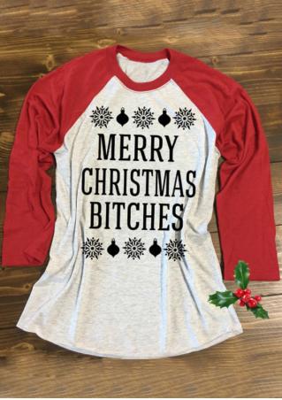 Merry Christmas Bitches & Snowflake Baseball T-Shirt