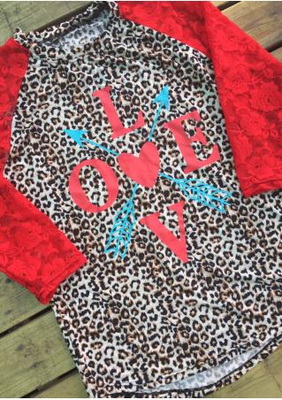 Love Leopard Lace Sleeve Blouse