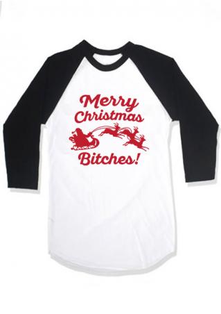 Merry Christmas Bitches & Reindeer Baseball T-Shirt