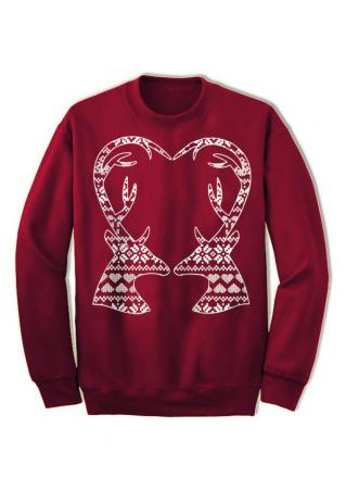 Christmas Kiss Reindeer Long Sleeve Sweatshirt