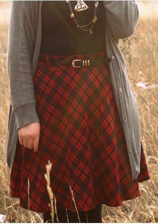 Plaid Casual Skirt without Belt