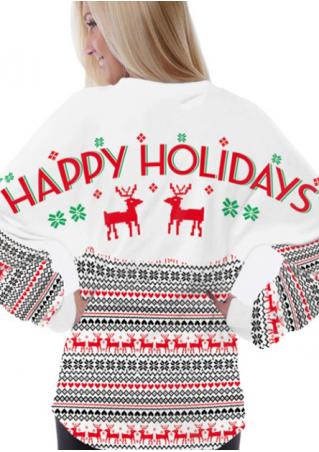 Happy Holiday Christmas Reindeer Sweatshirt