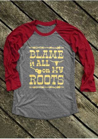 Blame It All on My Roots Guitar Baseball T-Shirt