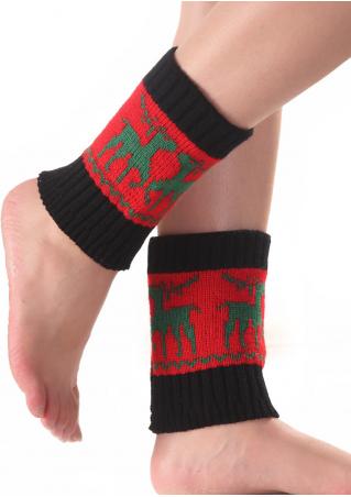Christmas Reindeer Color Block Knit Socks