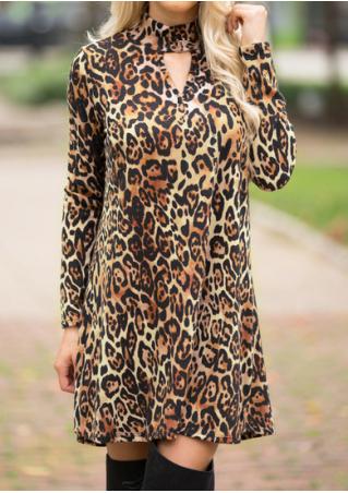 Leopard Hollow Out Mini Dress