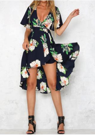 Floral Asymmetric Dress with Belt