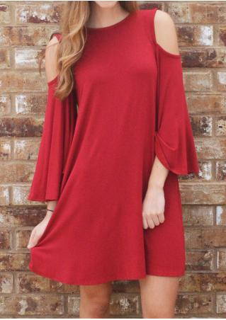 Solid Hollow out Mini Dress