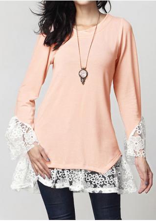 Lace Floral Splicing Blouse without Necklace