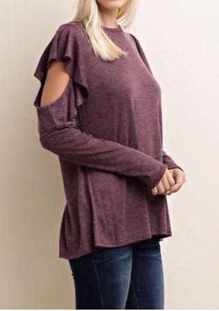 Solid Layered Hollow Out Blouse
