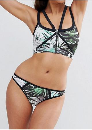 Zipper Printed Bikini Set