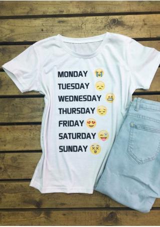 Letter Emoticons Casual T-Shirt