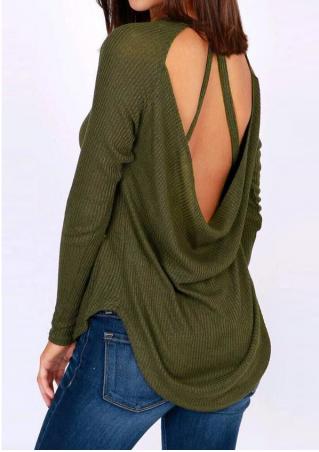 Solid Backless Asymmetric Blouse
