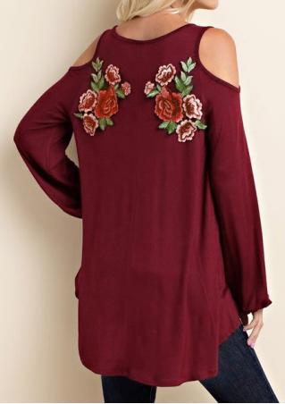 Asymmetric Embroidery Hollow out Blouse