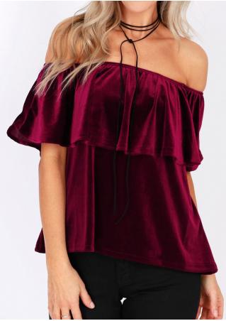 Solid Flouncing Layered Blouse without Necklace