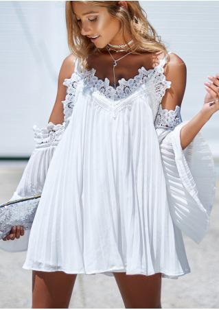 Lace Splicing Cold Shoulder Mini Dress without Necklace