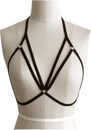 Solid Elastic Cage Hollow Out Sexy Bra