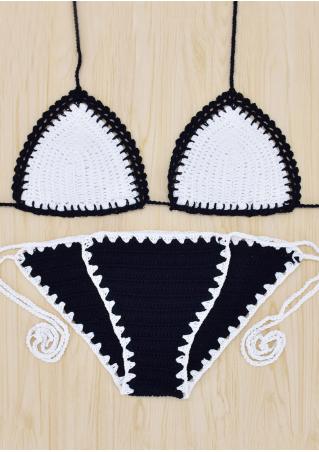 Contrast Color Sexy Knitted Bikini Set