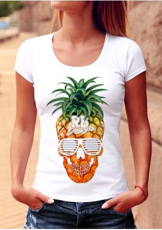 Pineapple Skull Slim Stretchy T-Shirt